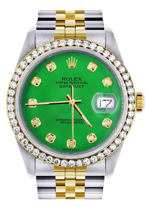 ladies rolex gold green dial|rolex gold with green face.